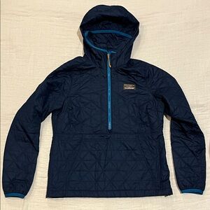 L.L. Bean Womens Dark Blue Quilted Puffer Half-Zip Jacket